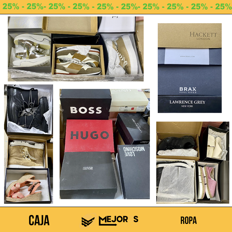 Caixa de surpresas sem marcações, tênis Hugo Boss, Love Moschino e mais, lote nº 37ZPDE