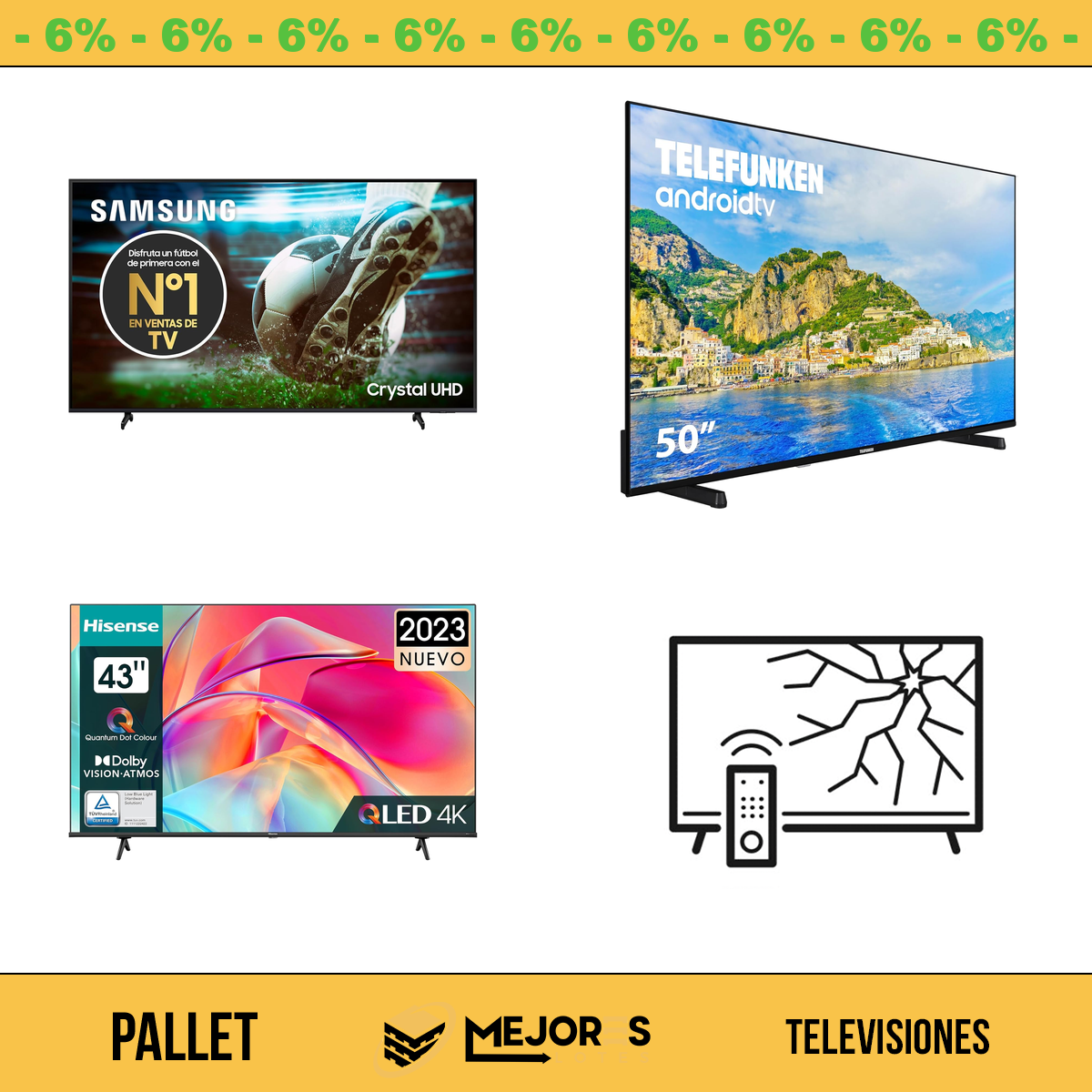Pallet de 7 Items Sin Revisar, Televisiones, Lote #TEL1003