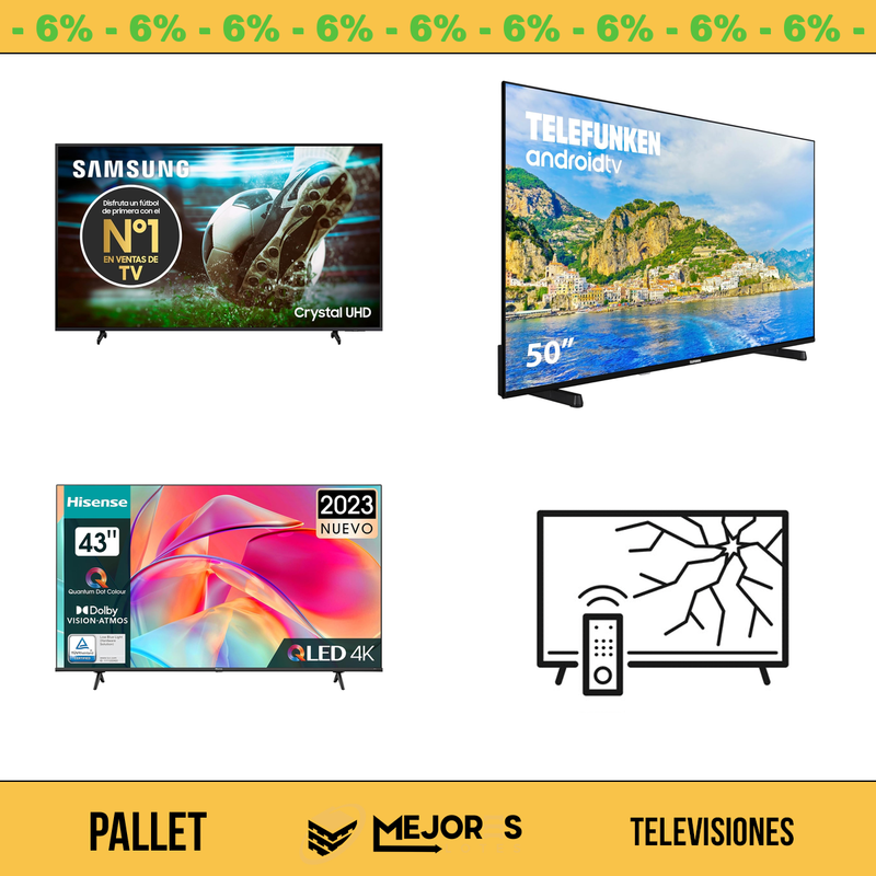 Pallet de 8 Items Sin Revisar, Televisiones, Lote #TEL1003
